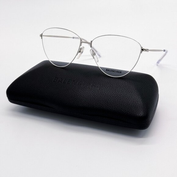 NEW BALENCIAGA EYEGLASSES BB0034O 002 CAT EYE SILVER WOMEN EYEWEAR BALENCIAGA - Picture 1 of 9